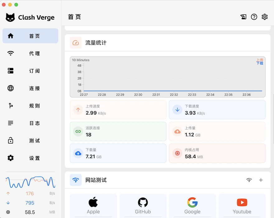 Clash Verge 桌面客户端界面线路图预览